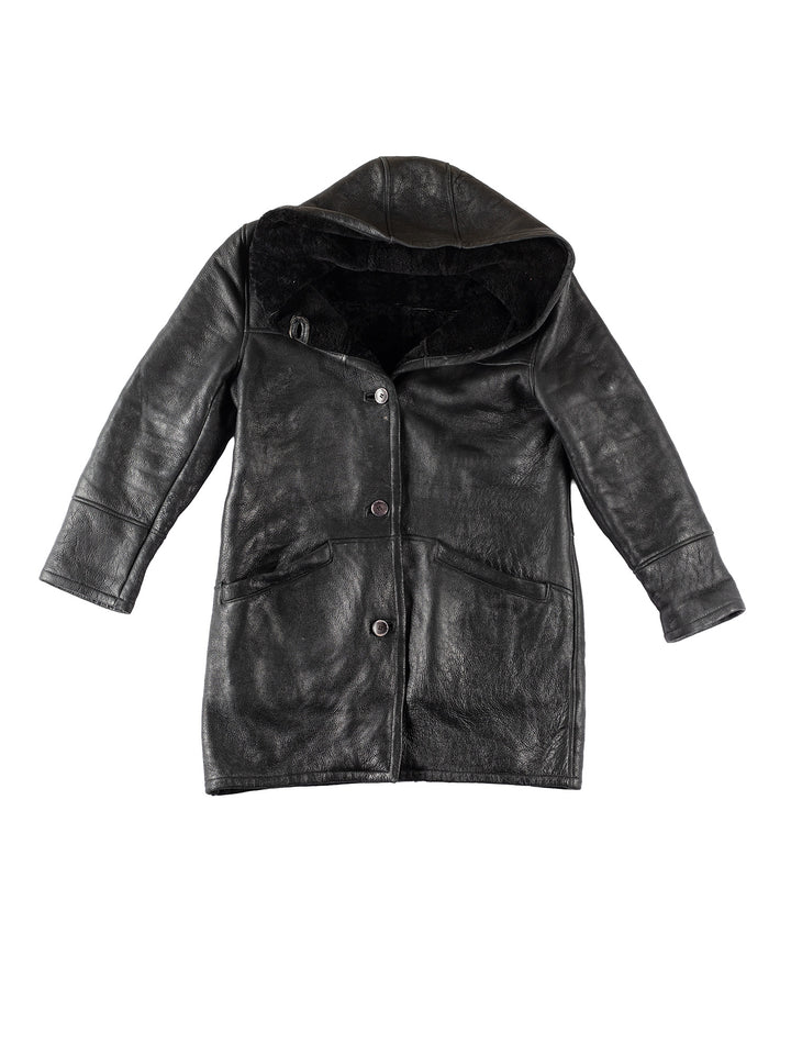 Vintage 80's Women Sheepskin Coat in BlackMN321
