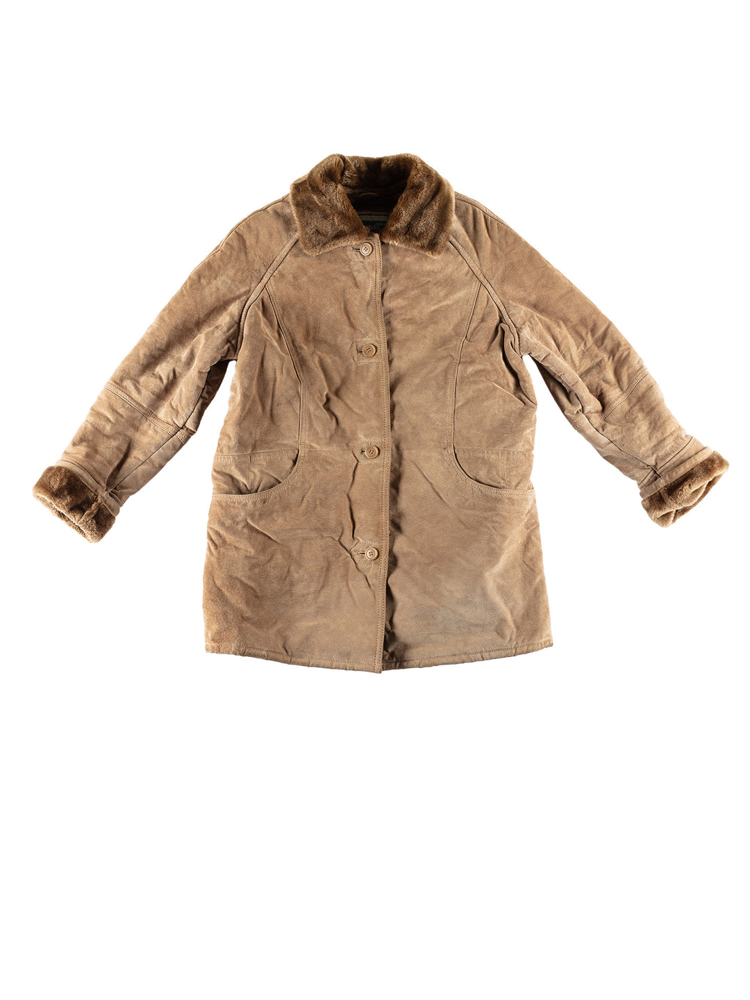 Vintage 70's Women Faux Sheepskin Coat in BeigeMN802