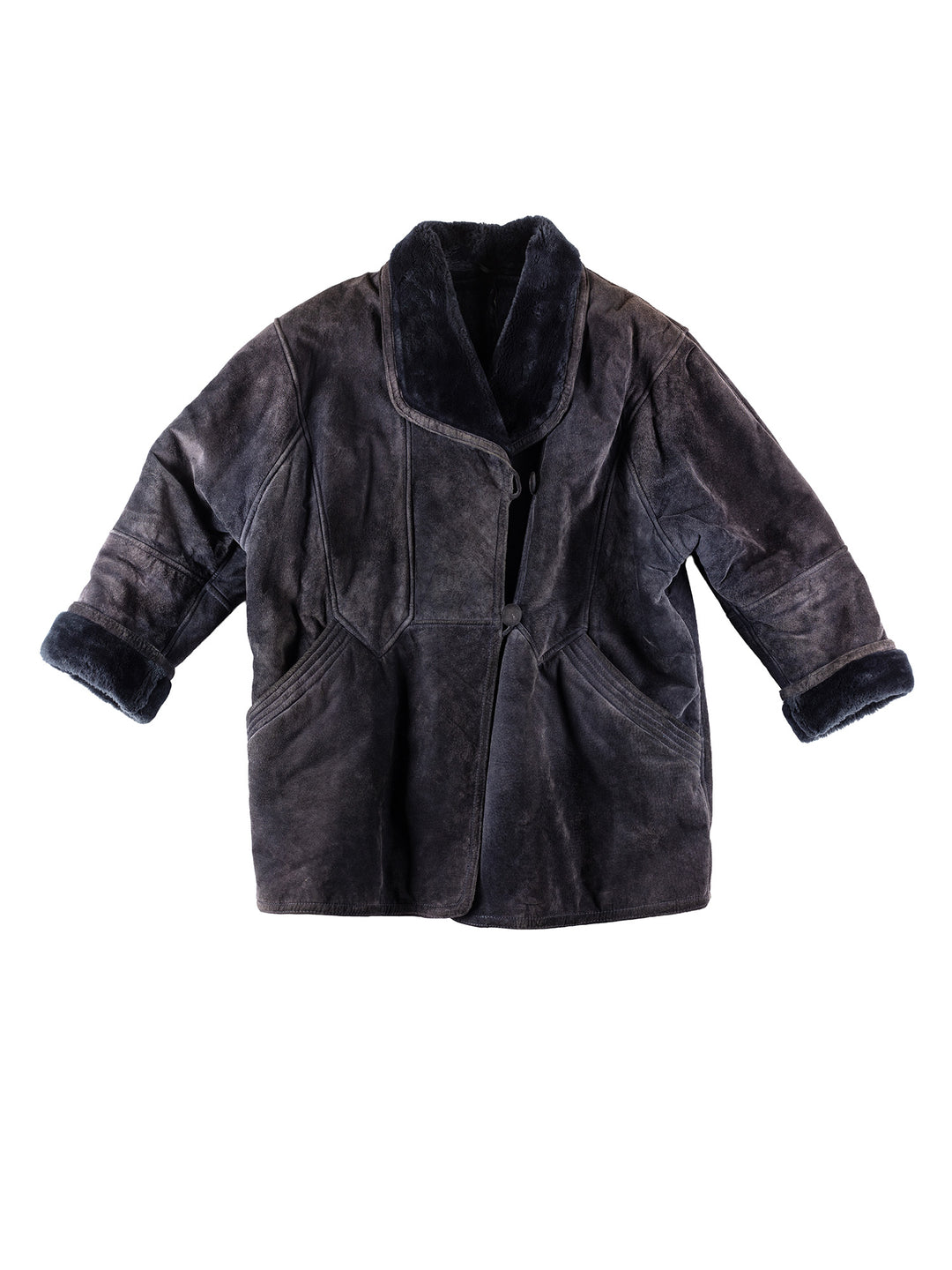 Vintage 80's Women Faux Sheepskin Coat in PurpleMN269