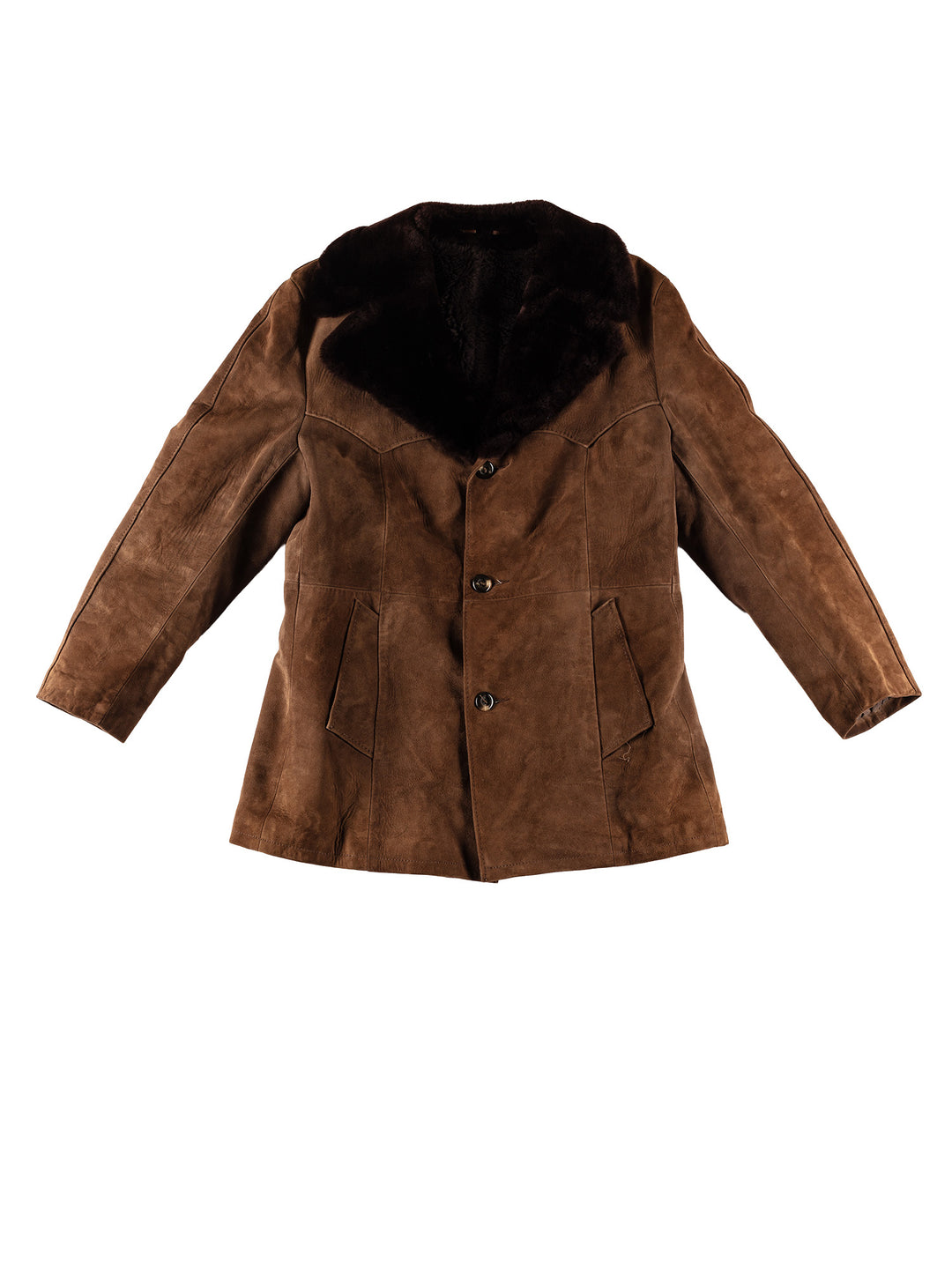 Vintage 70's Men Faux Sheepskin Coat in BrownVN701