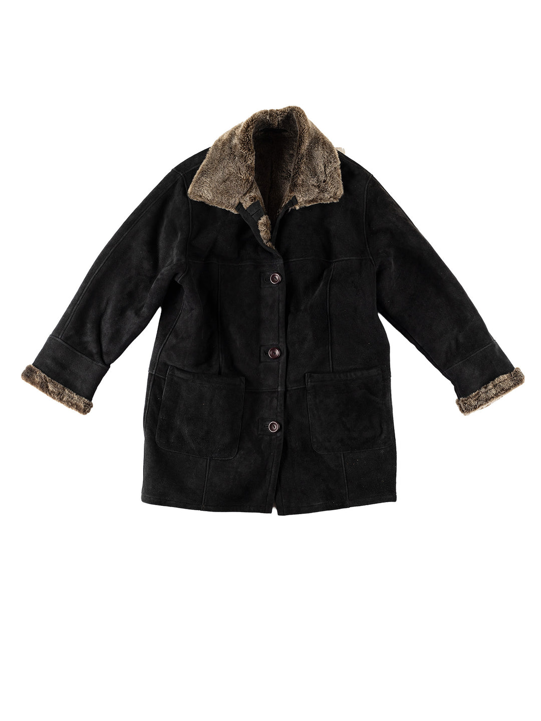 Vintage 80's Women Sheepskin Coat in BlackMN708