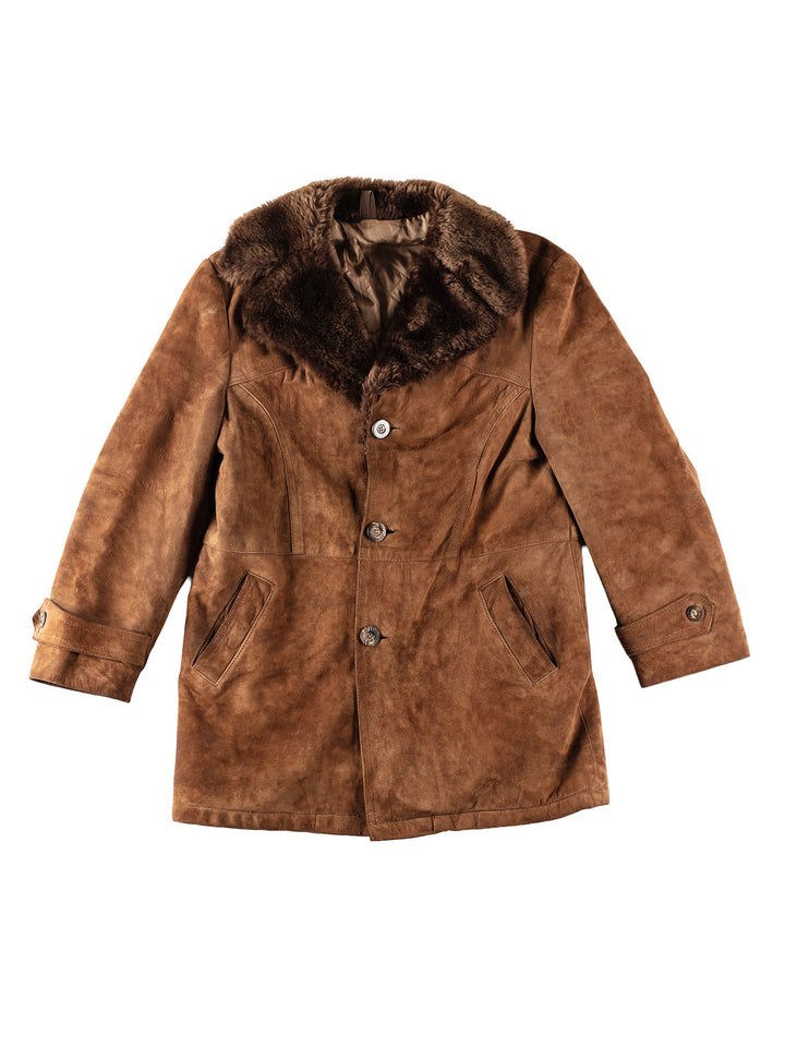 Vintage 80's Men Suede Coat in BrownVN324