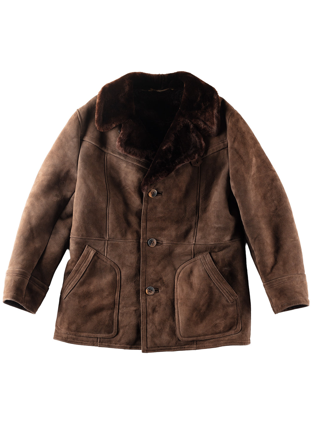 Vintage 80's Men Sheepskin Coat in Brown