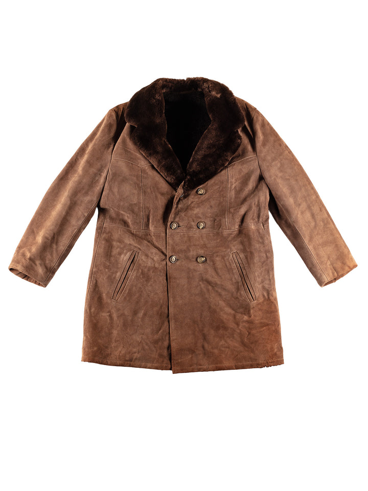 Vintage 80's Men Faux Sheepskin Coat in BrownVN436