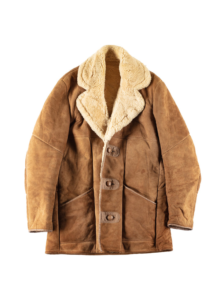 Vintage 70's Men Sheepskin Coat in BrownVN646