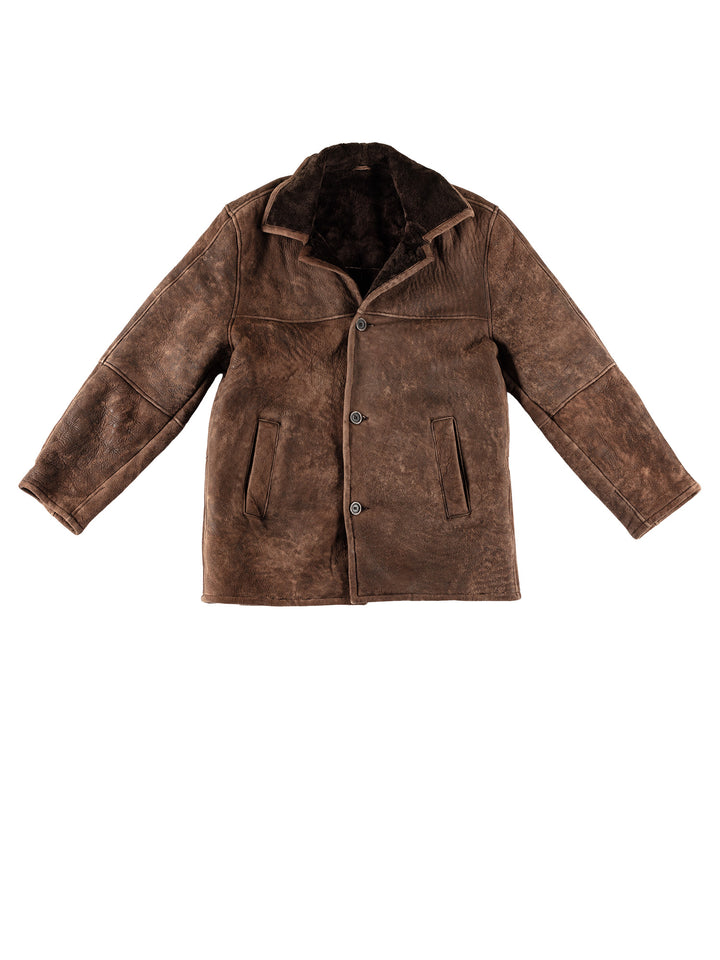 Vintage 80's Men Sheepskin Coat in BrownVN688