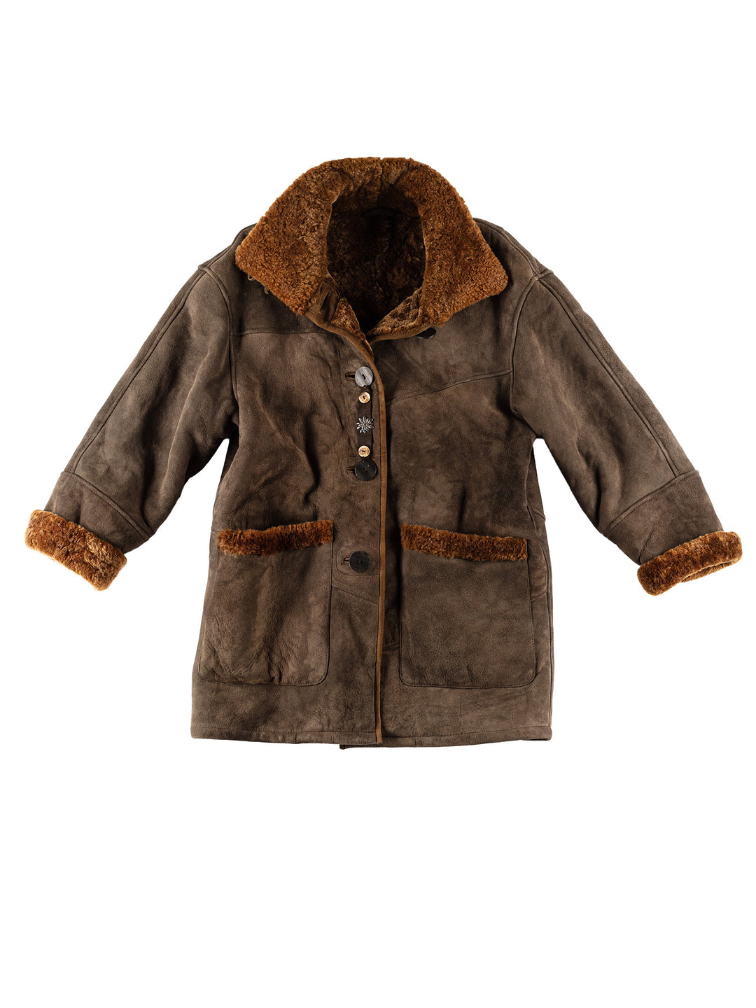 Vintage 80's Women Sheepskin Coat in BrownMN625