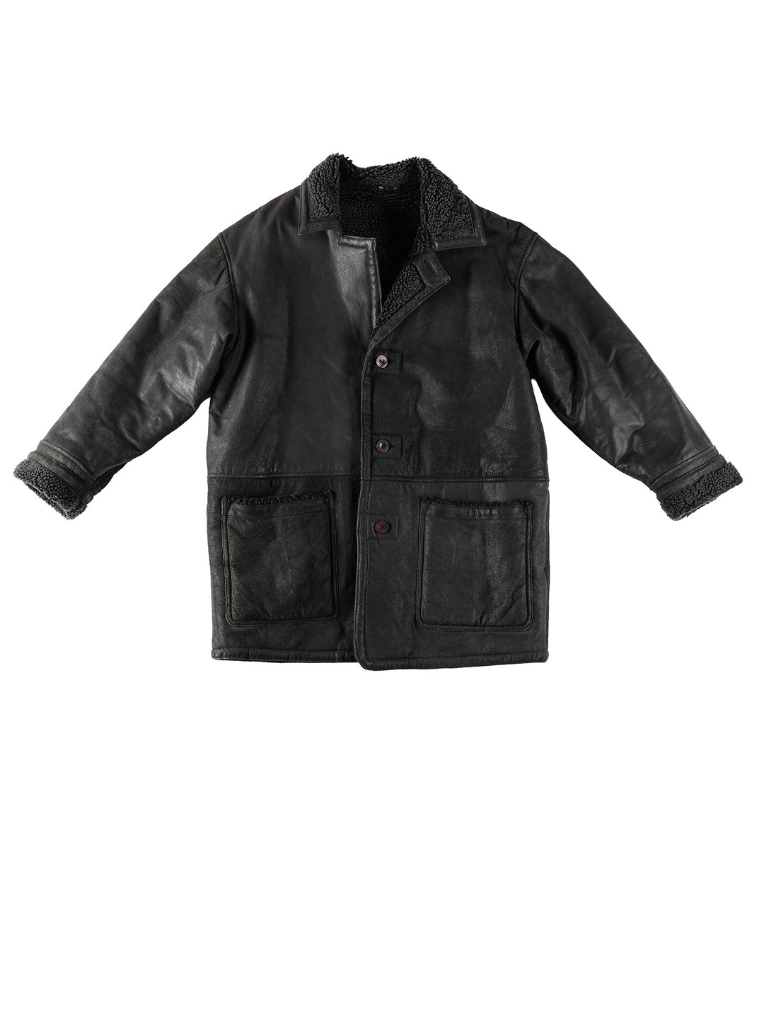 Vintage 80's Men Faux Sheepskin Coat in BlackVN370