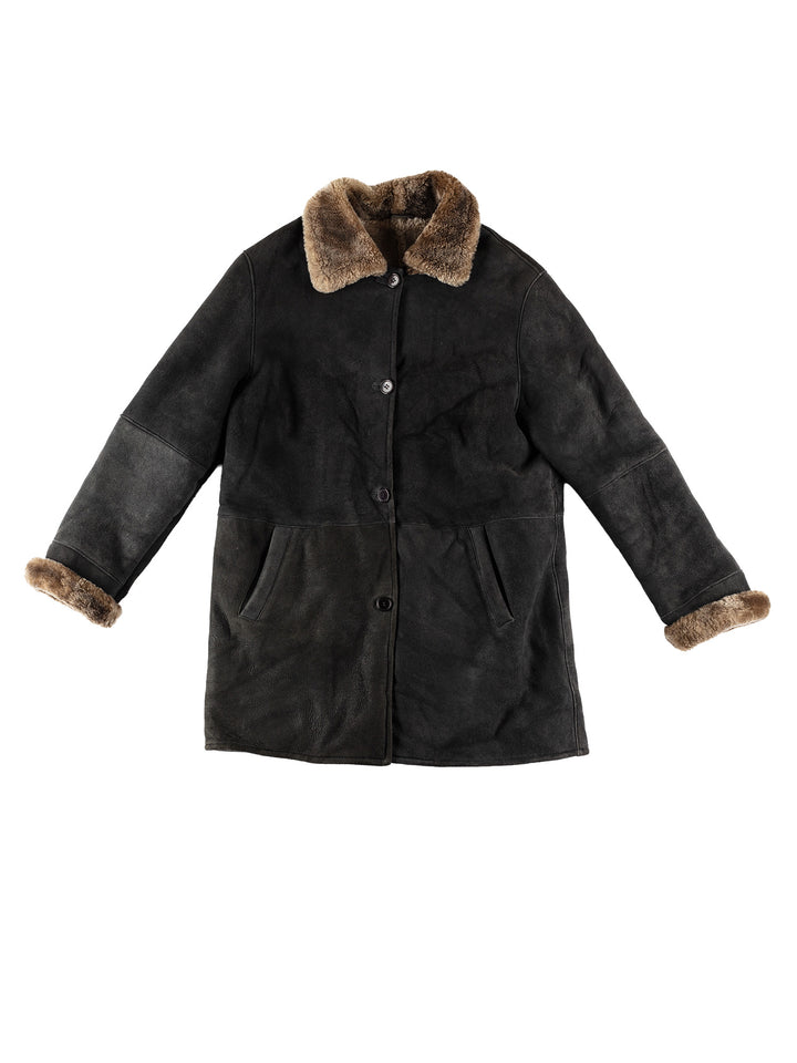 Vintage 80's Women Sheepskin Coat in BlackMN620