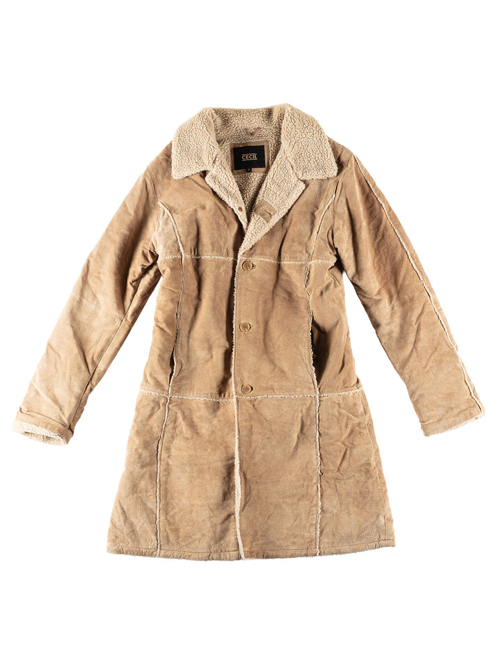 Vintage 70's Men Faux Sheepskin Coat in BeigeVN381