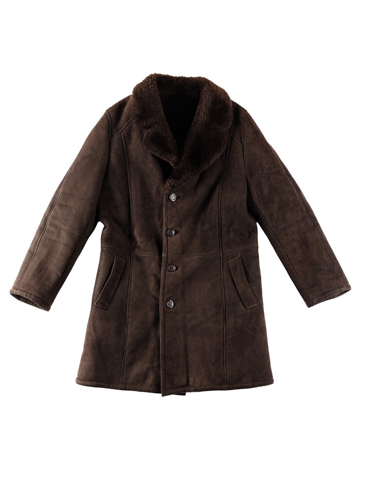 Vintage 70's Men Sheepskin Shearling Vest in BrownVN318