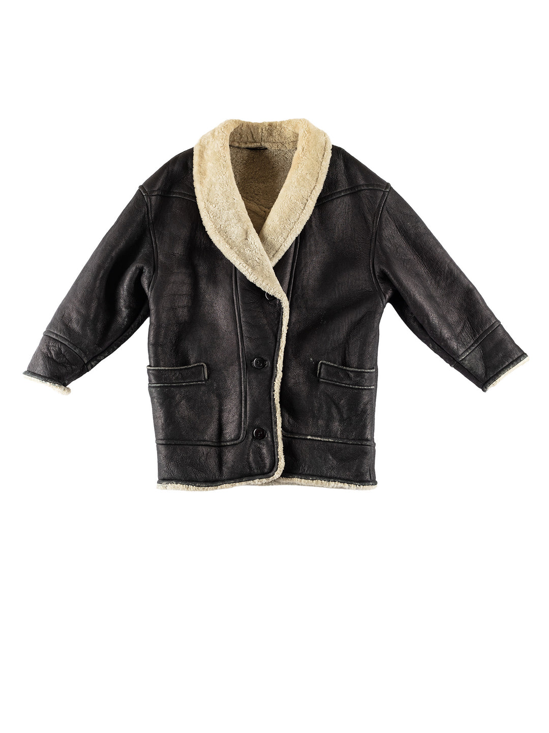 Vintage 80's Women Sheepskin Coat in BlackMN780