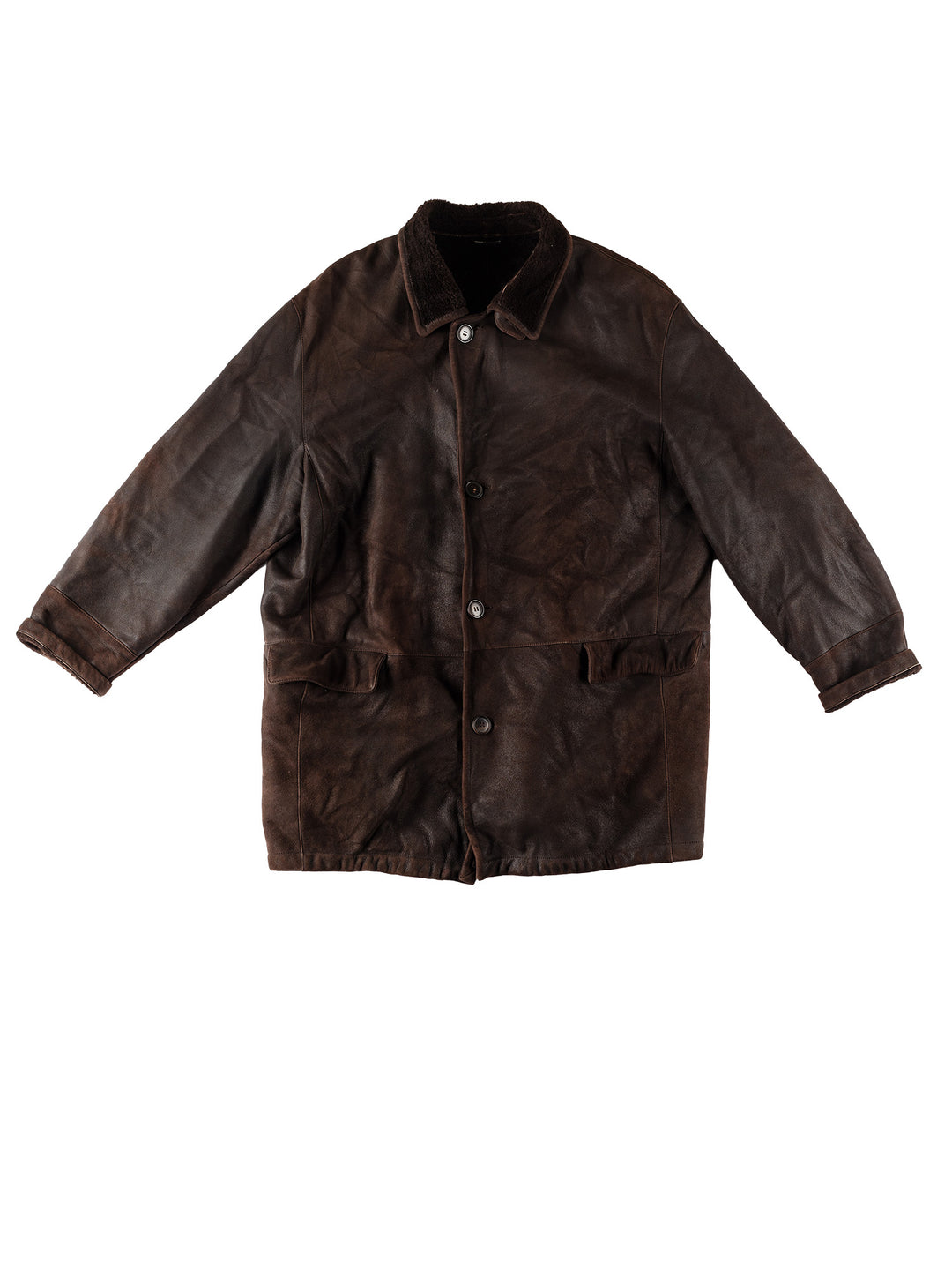 Vintage 80's Men Sheepskin Coat in BrownMN513