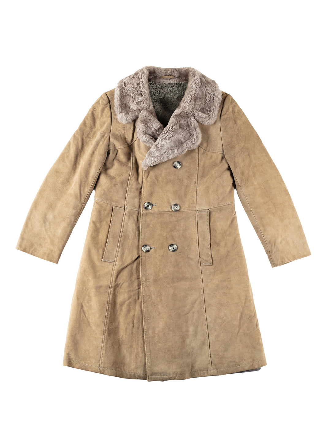 Vintage 70's Men Faux Sheepskin Coat in BeigeVN298