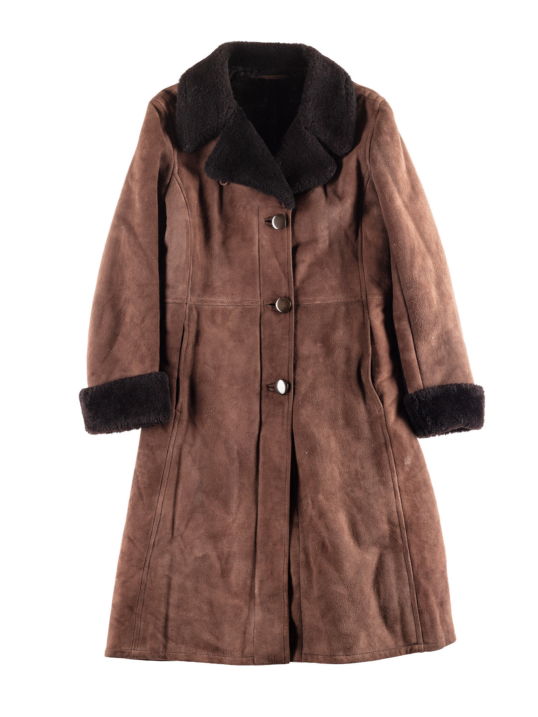Vintage 90's Women Sheepskin Coat in Brown