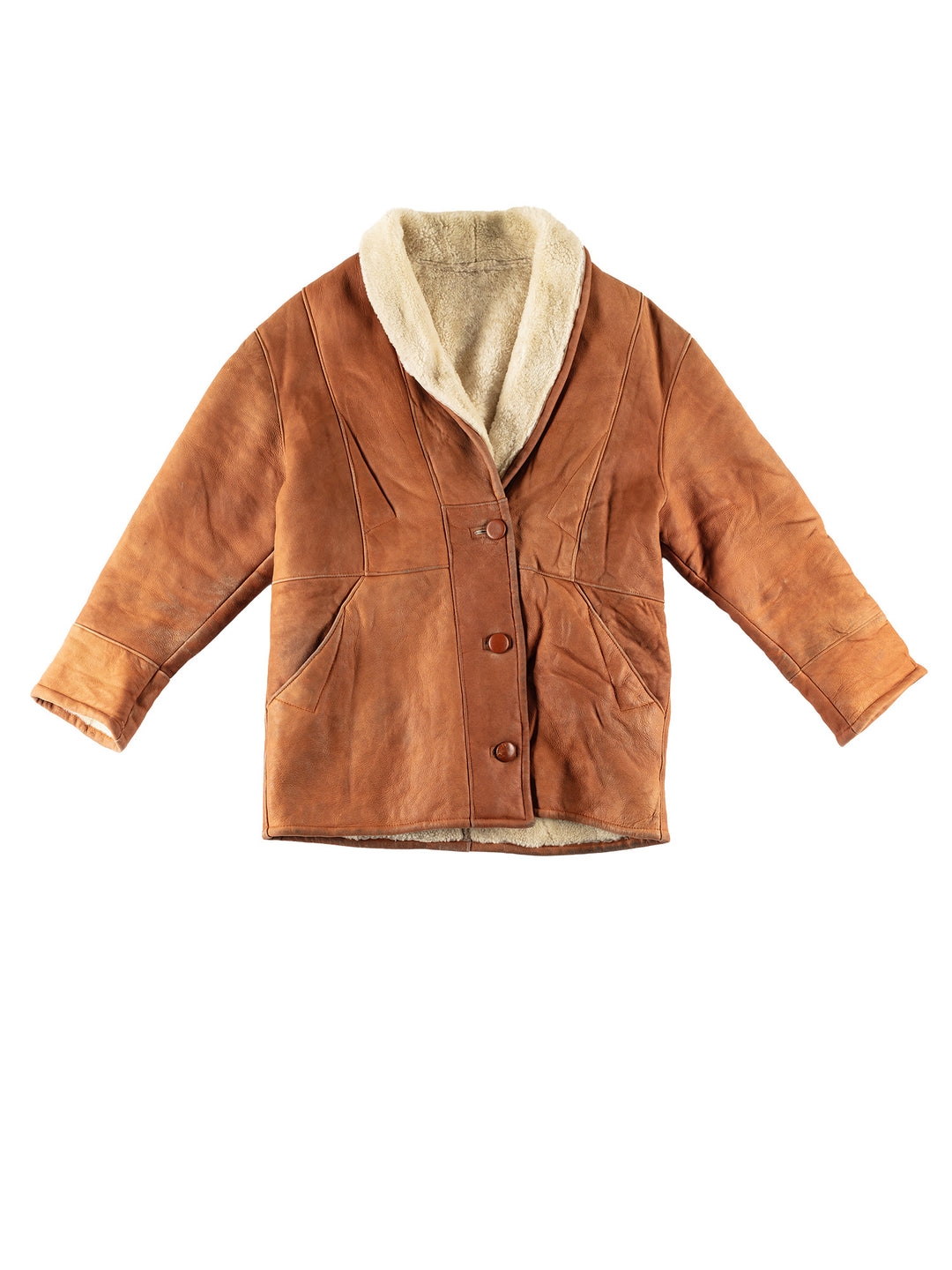 Vintage 80's Women Sheepskin Coat in BrownMN786