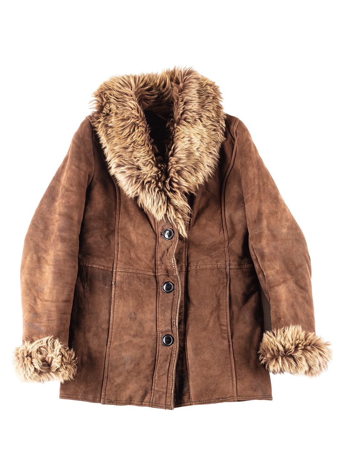 Vintage 70's Women Sheepskin Coat in Brown