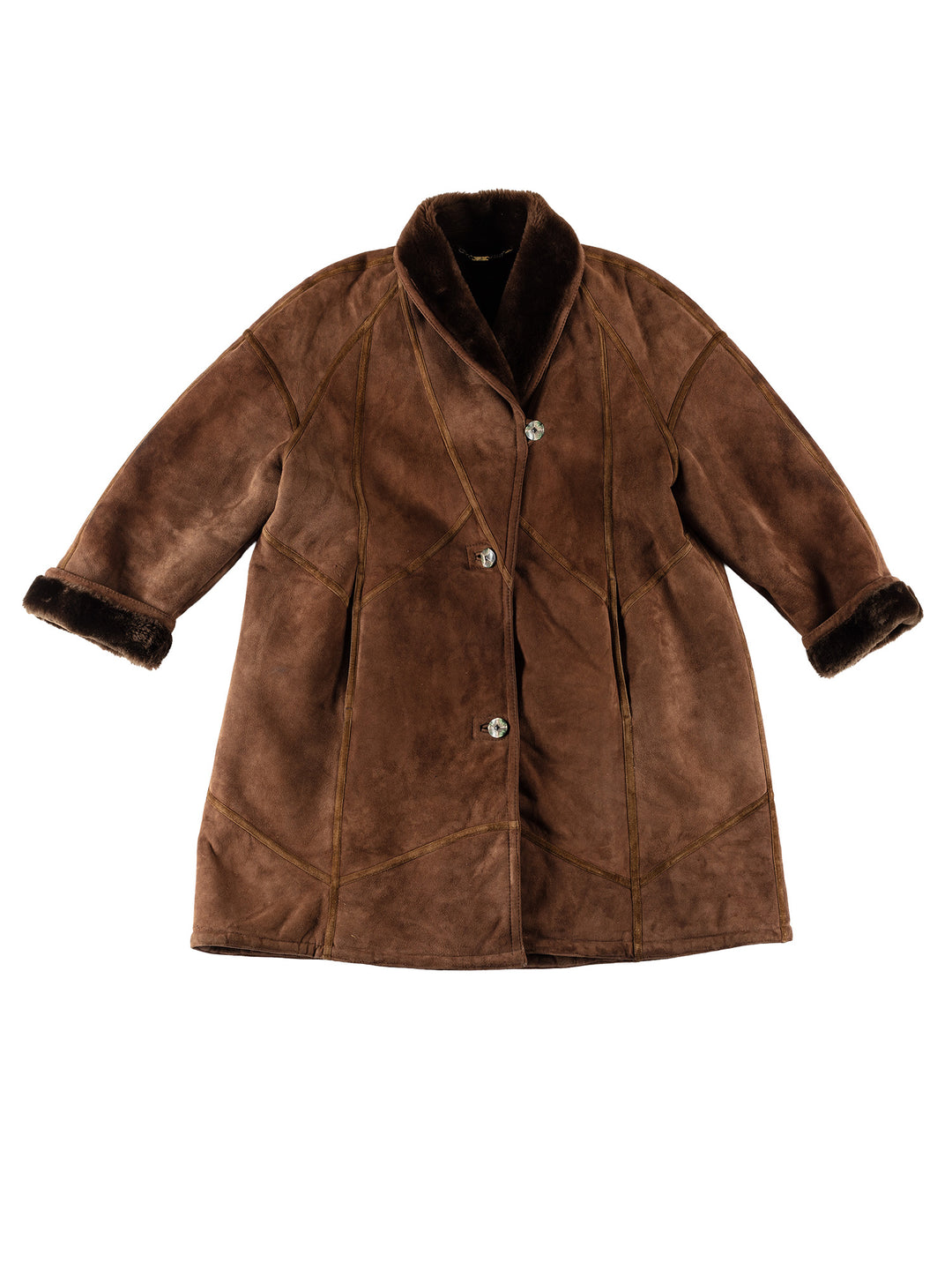 Vintage 80's Women Sheepskin Coat in BrownMN724Free Text