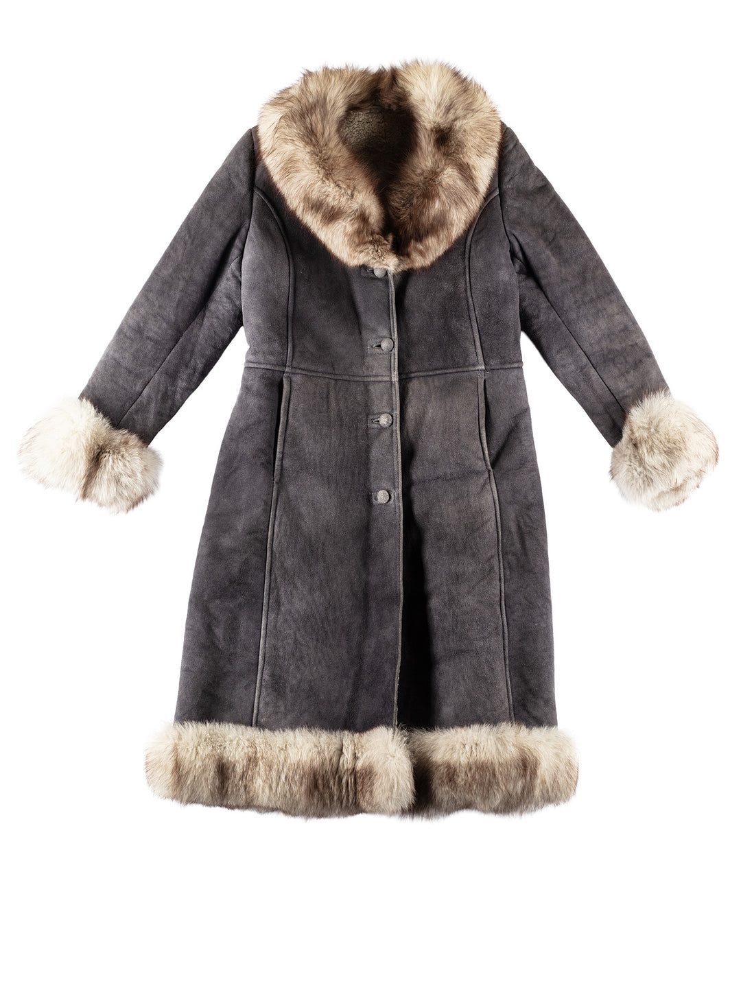Vintage 70's Women Sheepskin Coat in GrayMN339