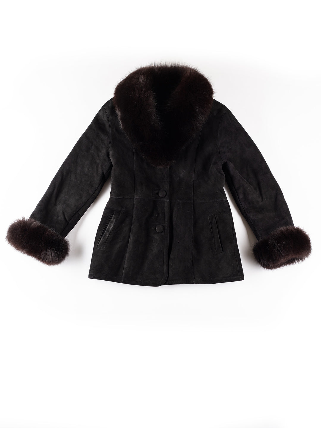 Vintage 70's Women Sheepskin Coat in BlackMN314