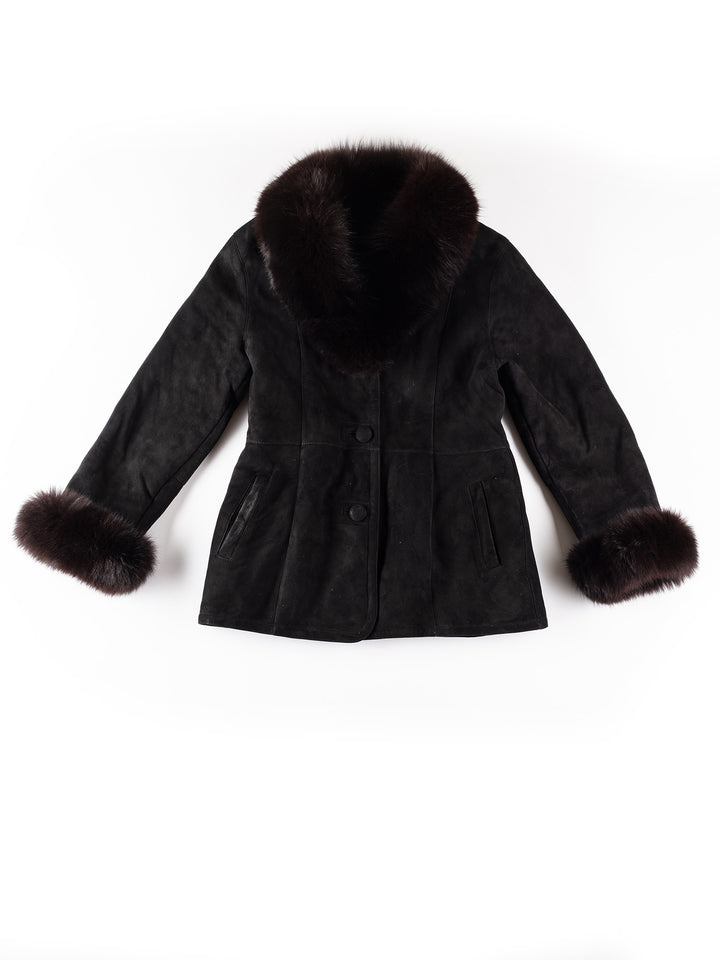 Vintage 70's Women Sheepskin Coat in BlackMN314