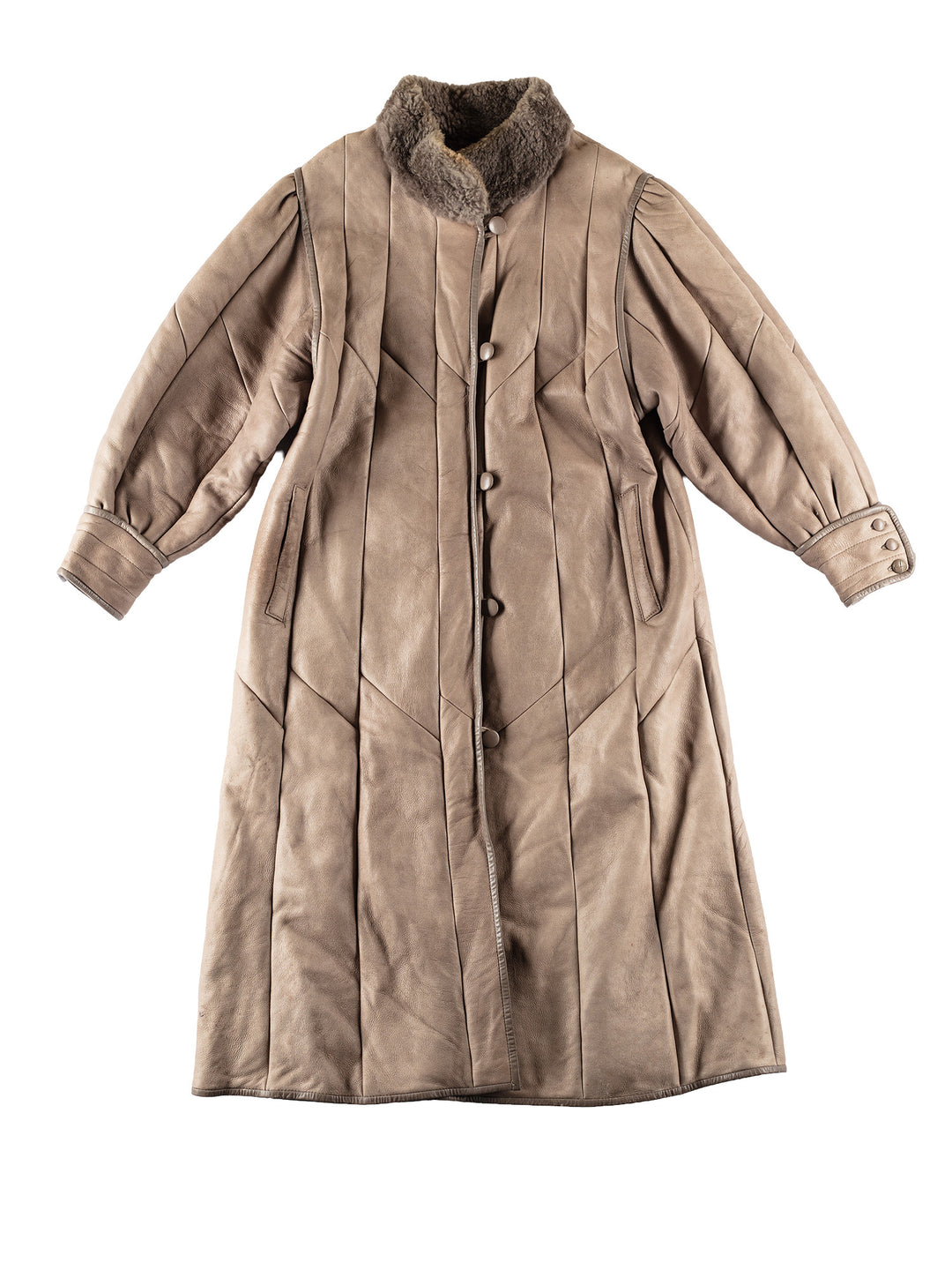 Vintage 80's Women Sheepskin Coat in BeigeMN701
