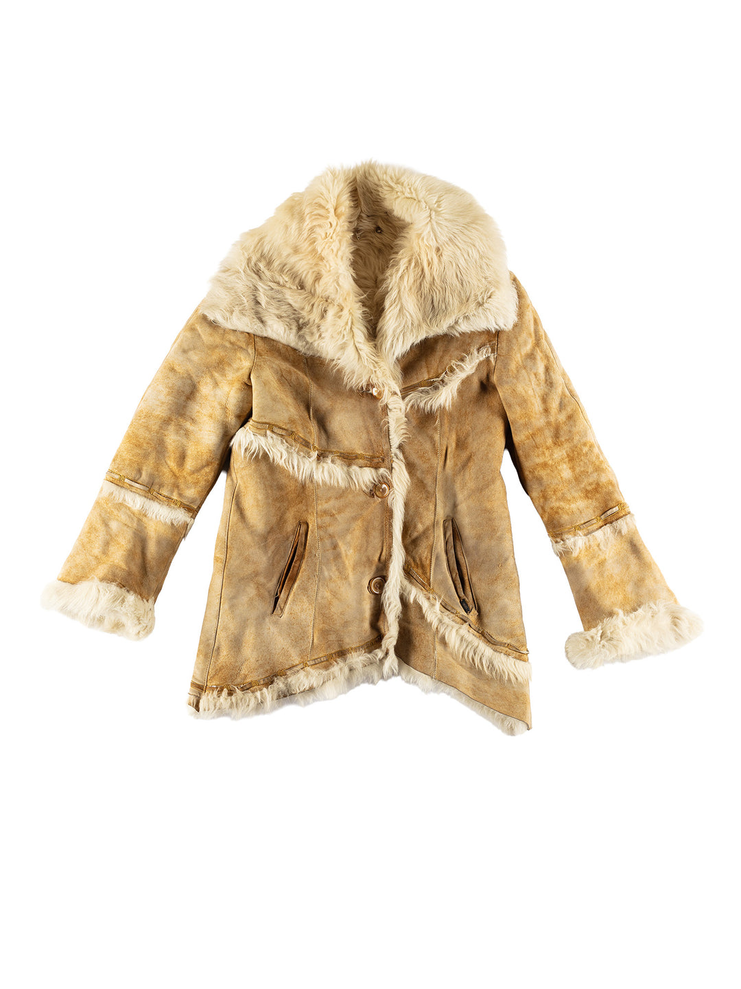 Vintage 70's Women Sheepskin Coat in BeigeMN479