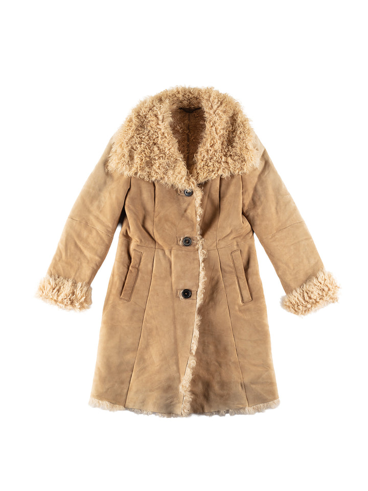 Vintage 70's Women Sheepskin Coat in BeigeMN628