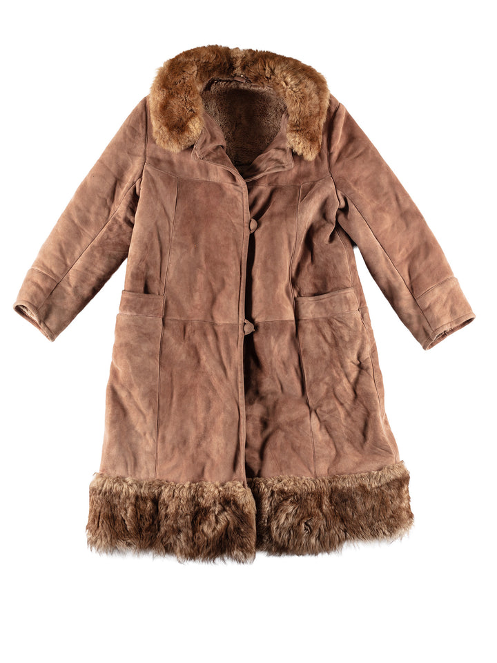 Vintage 80's Women Sheepskin Coat in BrownMN500