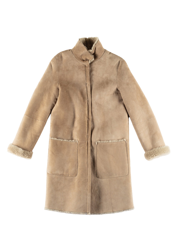 Vintage 70's Women Sheepskin Coat in BeigeMN461