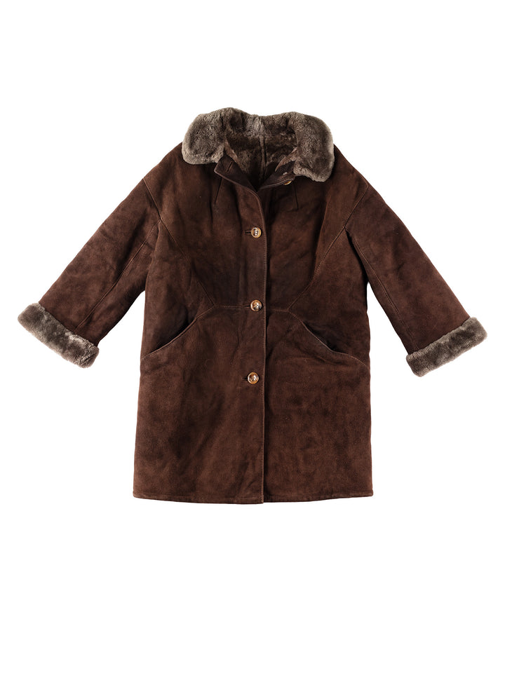 Vintage 80's Women Sheepskin Coat in BrownMN320