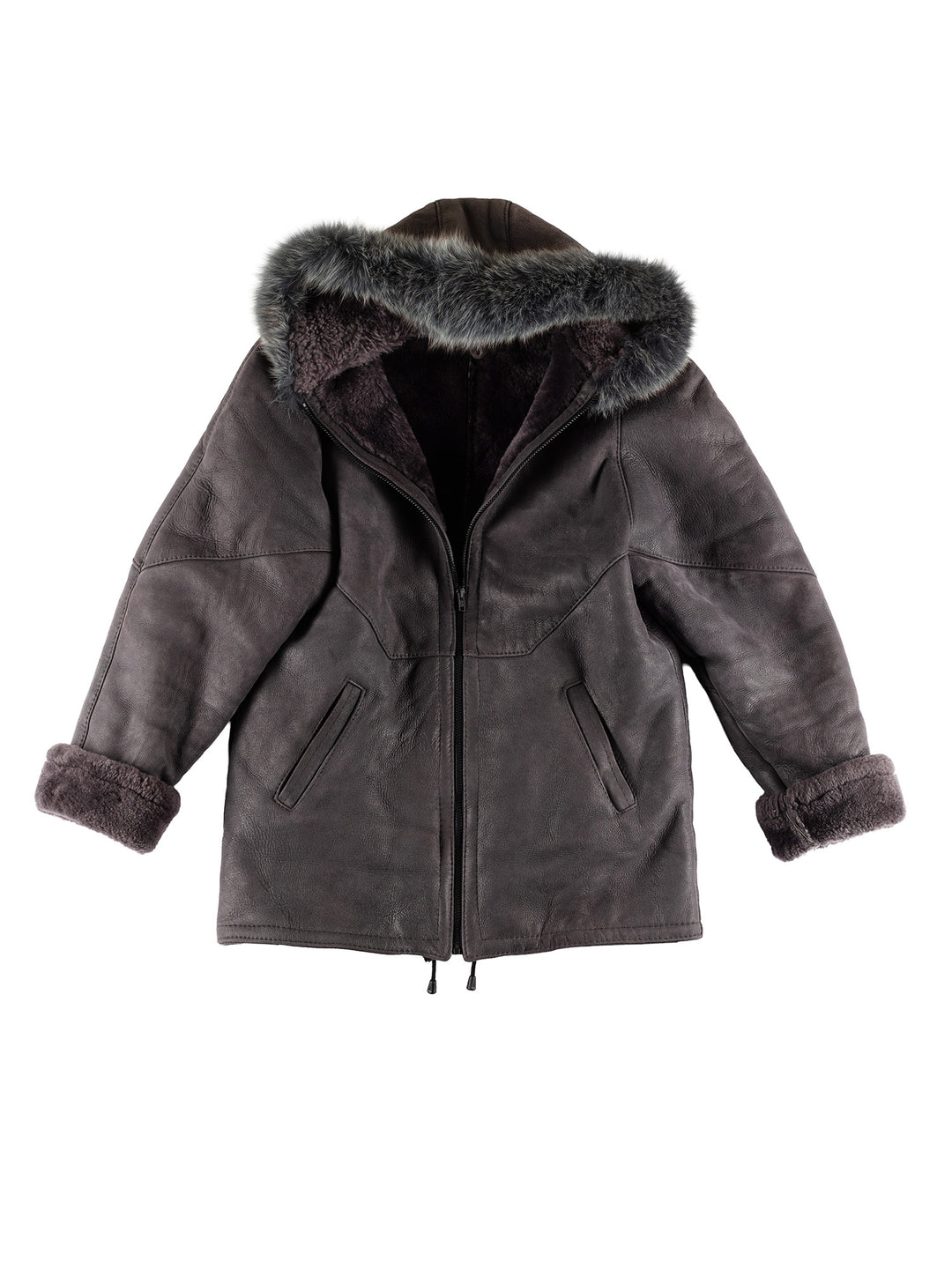 Vintage 70's Women Sheepskin Coat in GrayMN459