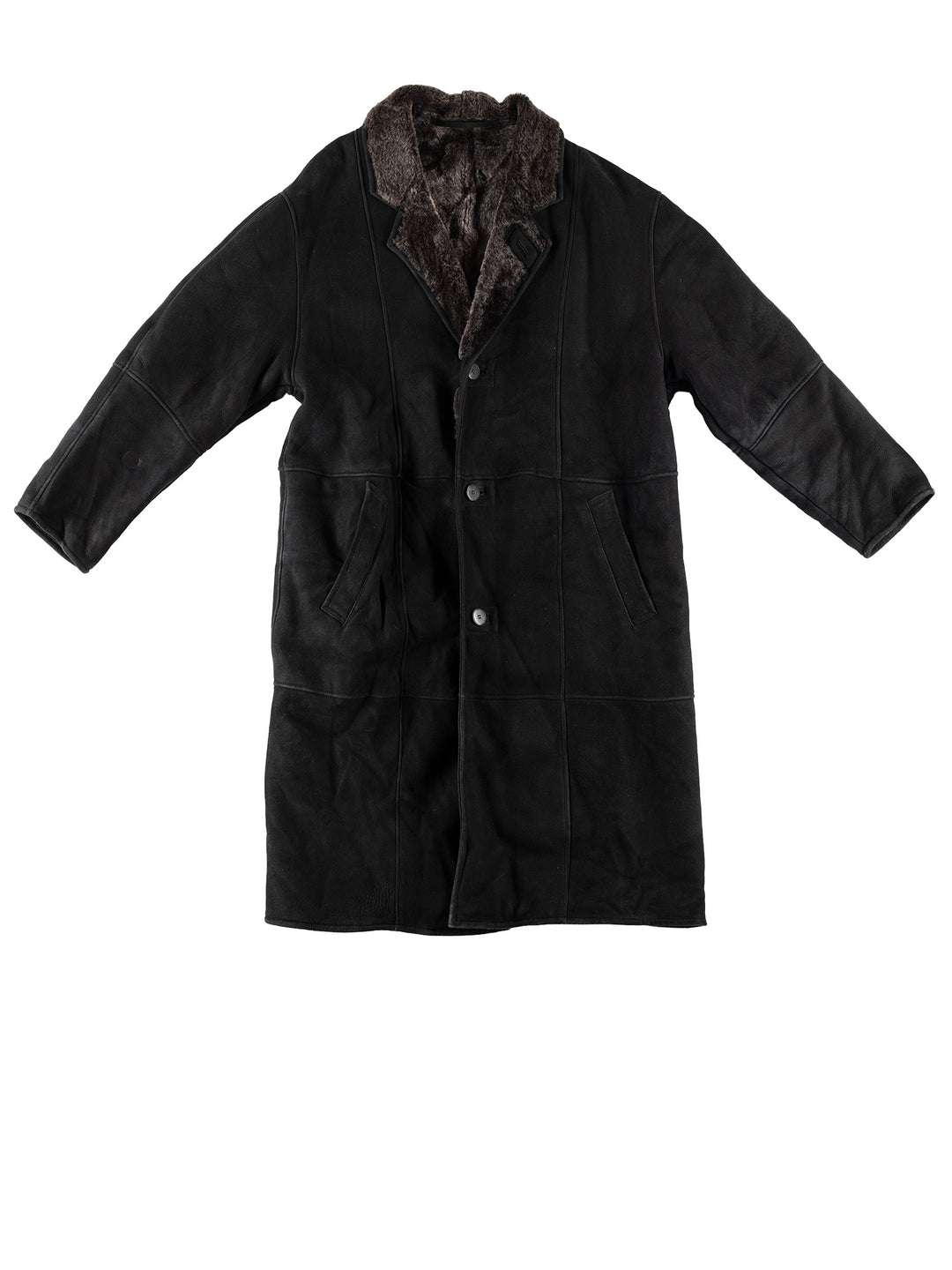 Vintage 80's Men Sheepskin Coat in BlackVN749