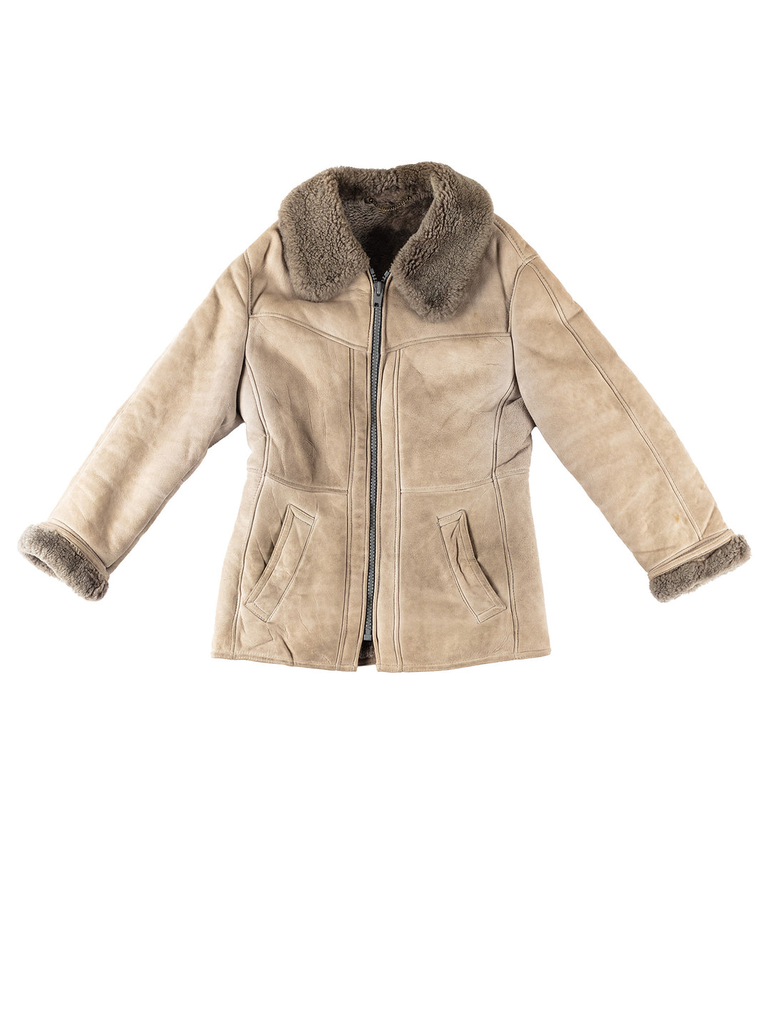 Vintage 80's Women Sheepskin Coat in BeigeMN370