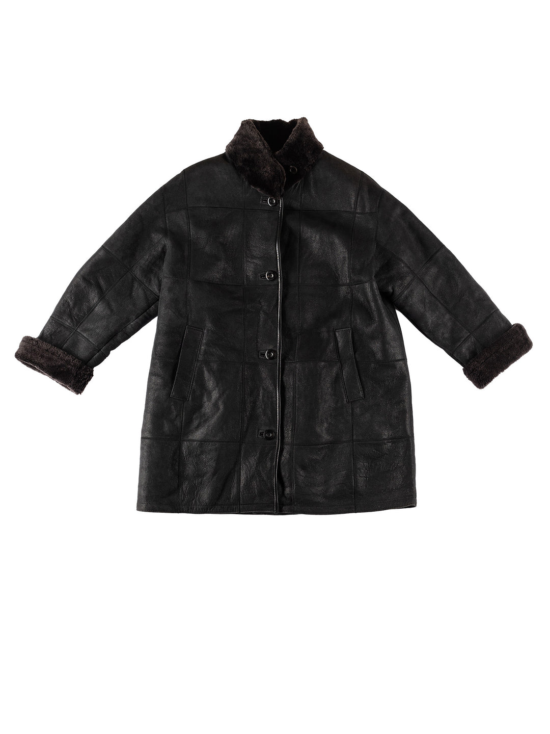 Vintage 80's Women Sheepskin Coat in BlackMN597