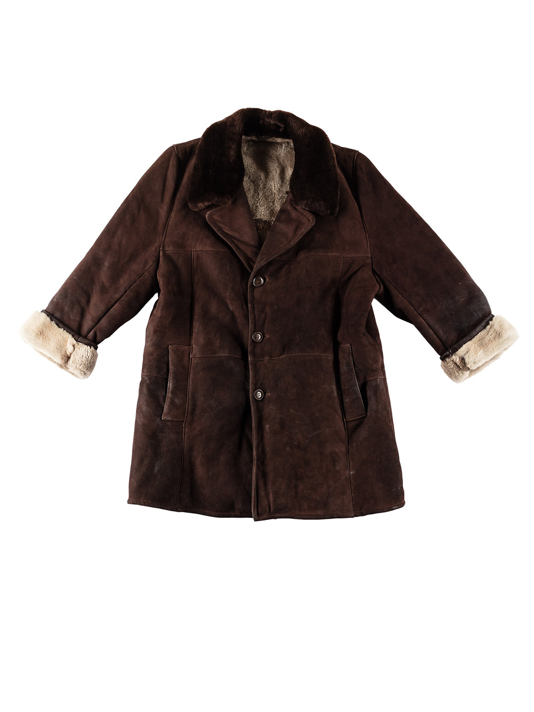 Vintage 80's Men Sheepskin Coat in BrownVN429
