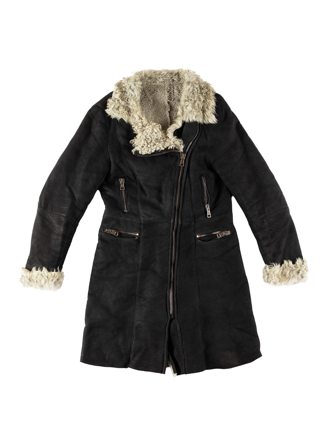 Vintage 70's Women Sheepskin Coat in BlackMN605