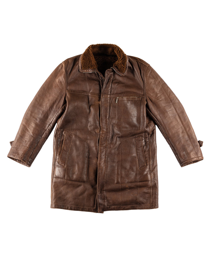 Vintage 80's Men Sheepskin Coat in BrownVN573