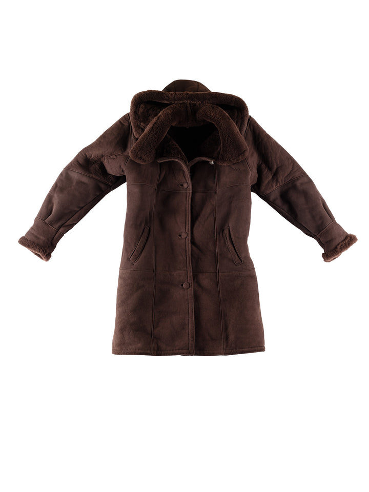 Vintage 80's Women Sheepskin Coat in BrownMN451