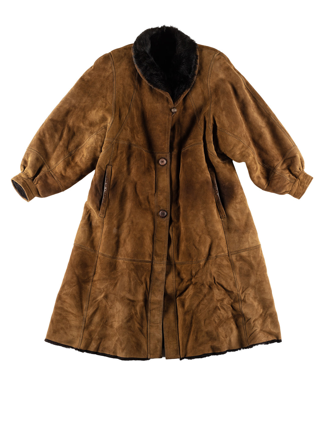 Vintage 80's Women Sheepskin Coat in KhakiMN504