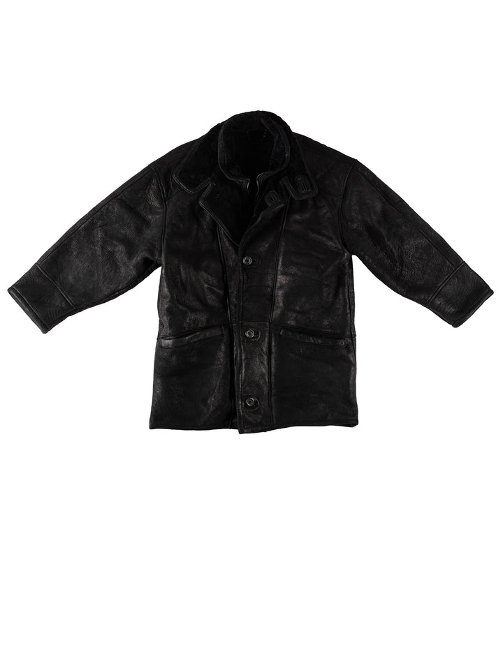 Vintage 80's Men Sheepskin Coat in BlackVN556