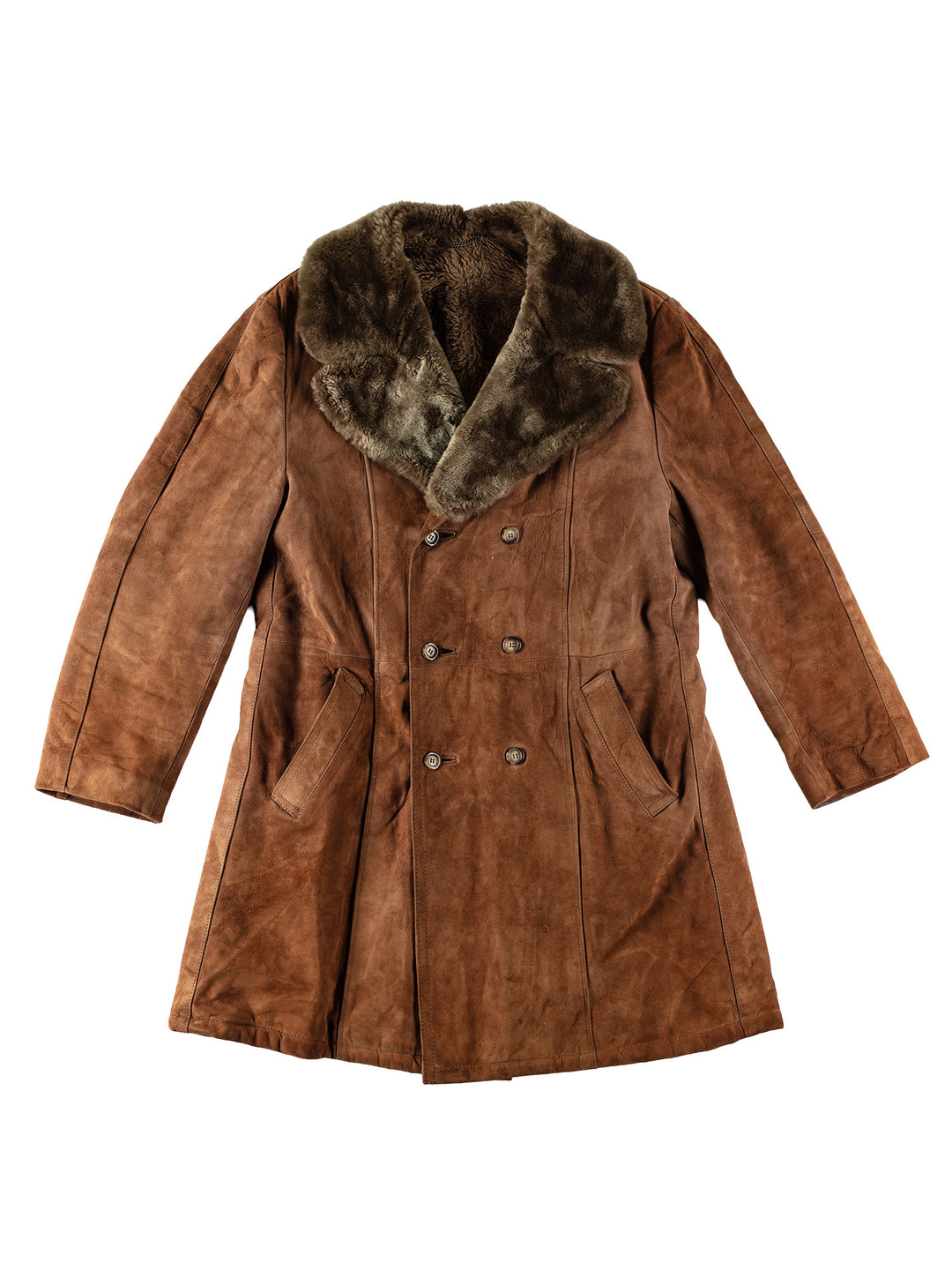 Vintage 70's Men Faux Sheepskin Coat in BrownMN547