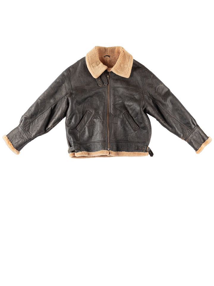 Vintage 80's Men Sheepskin Jacket in BrownVN277
