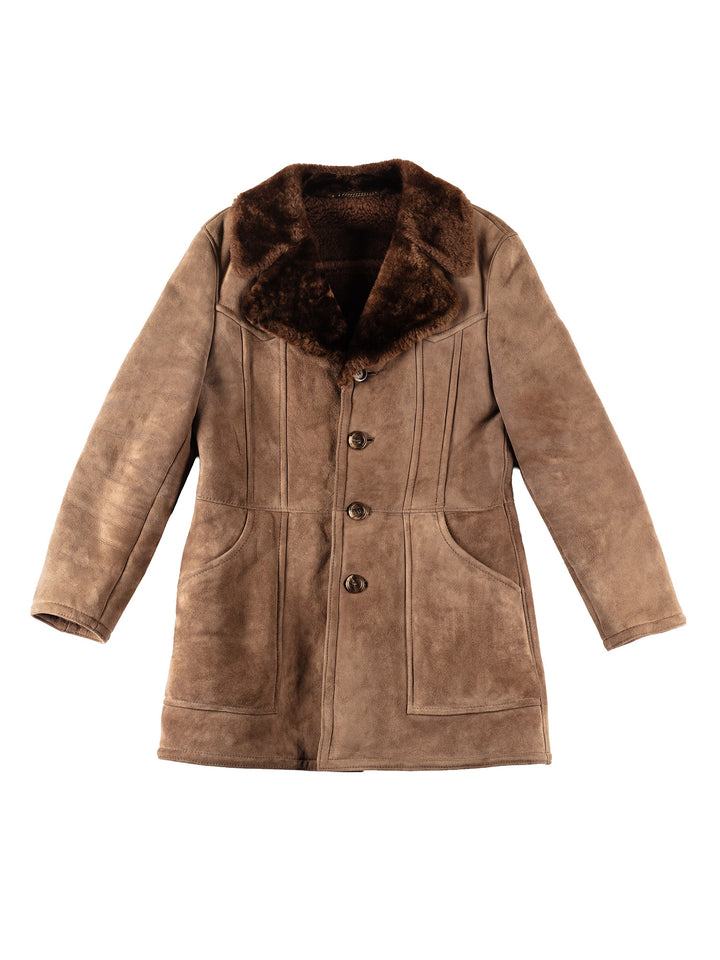 Vintage 70's Men Sheepskin Coat in BrownVN306