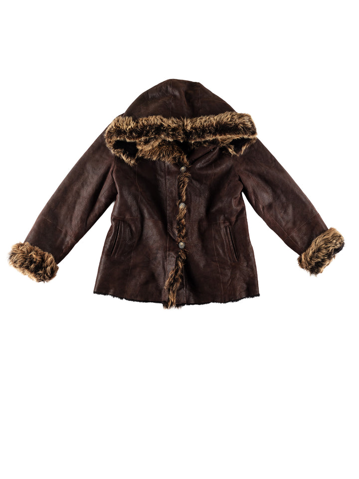 Vintage 70's Women Sheepskin Coat in BrownMN678