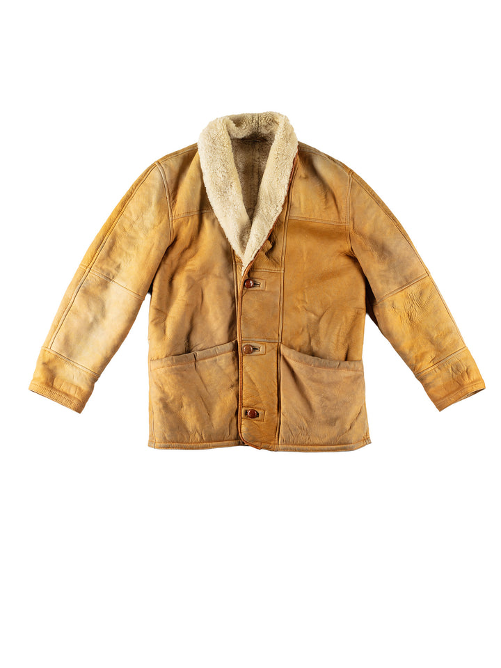 Vintage 80's Men Sheepskin Coat in YellowVN543