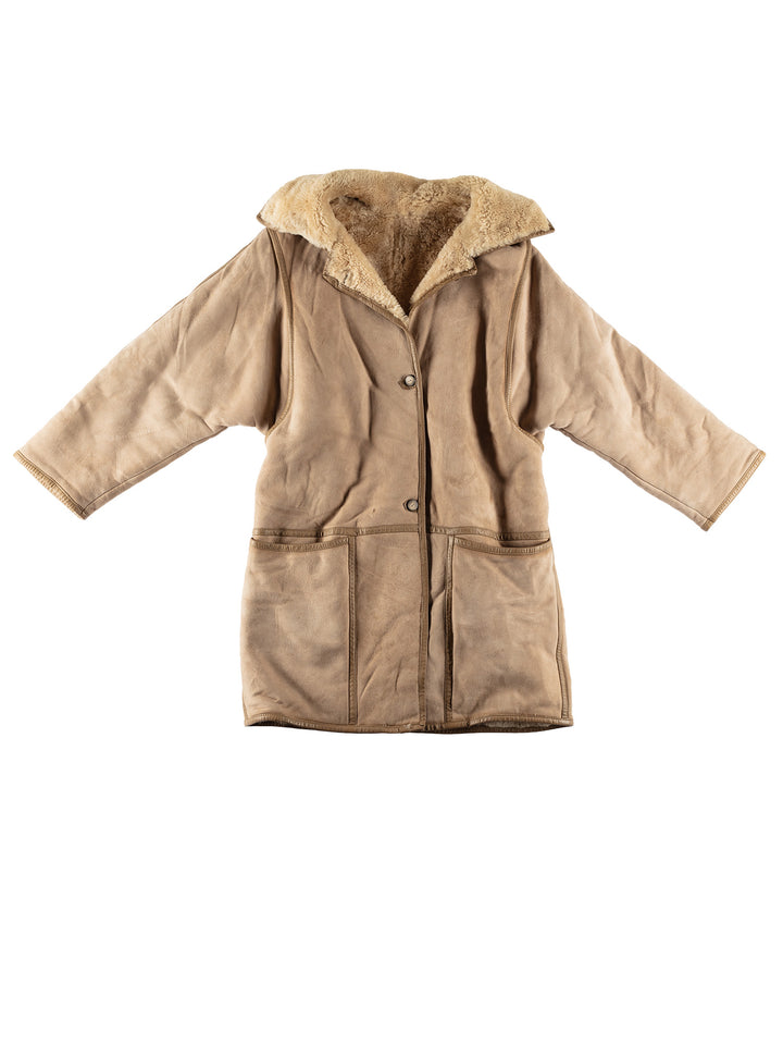 Vintage 70's Women Sheepskin Coat in BeigeMN675