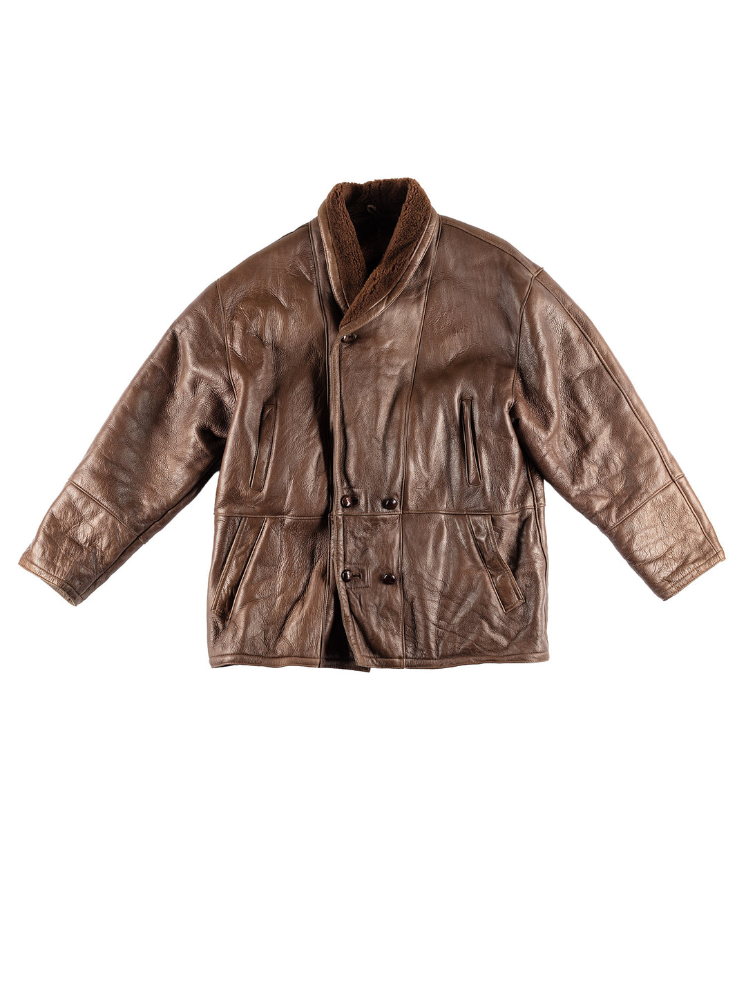 Vintage 80's Men Sheepskin Coat in BrownVN455
