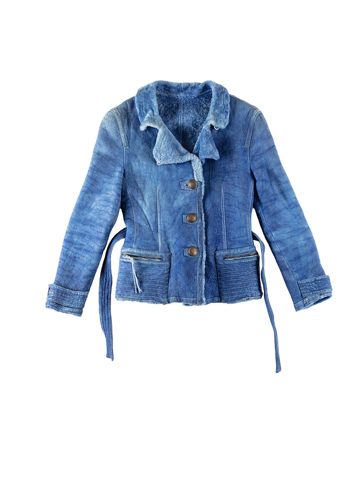 Vintage 70's Women Sheepskin Jacket in BlueMN285