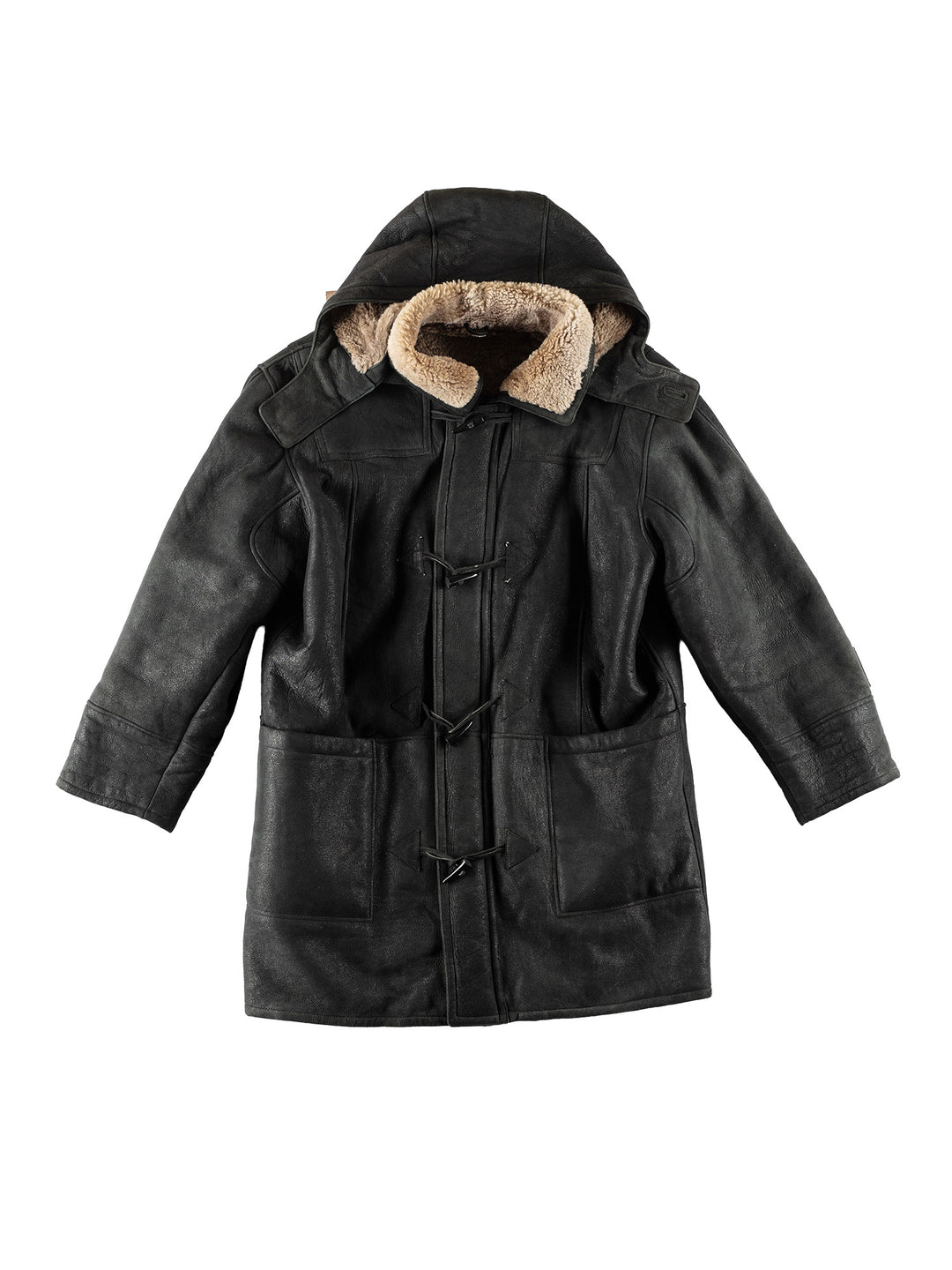 Vintage 80's Men Sheepskin Coat in BlackVN767